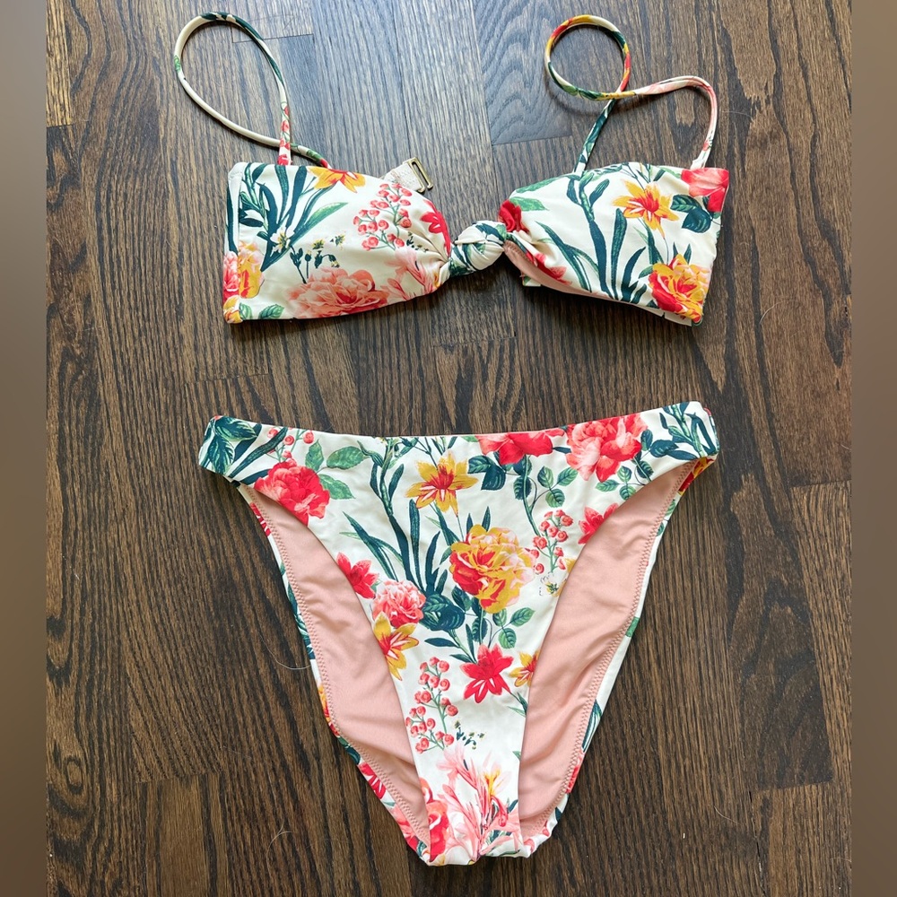 J Crew Knot Bandeau / High Leg Bottom / Sarong in Vintage Floral - Picture 10 of 12